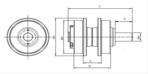 Поддерживающий каток на Hyundai R160 (2)