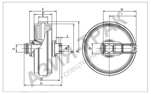 Колесо направляющее (ленивец) MITSUBISHI MM30 фото 3 Колесо направляющее (ленивец) MITSUBISHI MM30 фото 3